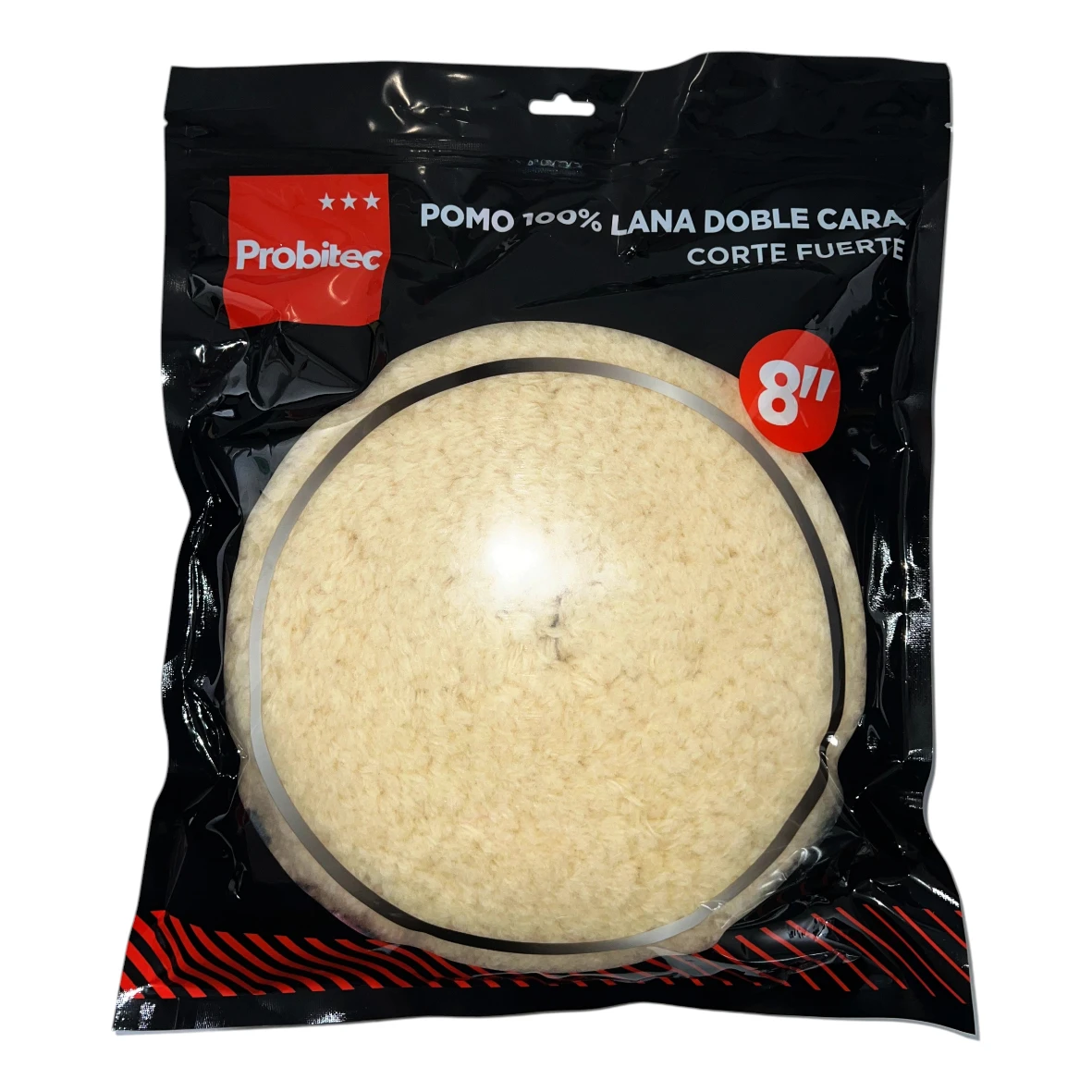 Pomo lana doble cara 8 pulgadas con rosca 5/8 para corte pesado automotriz.