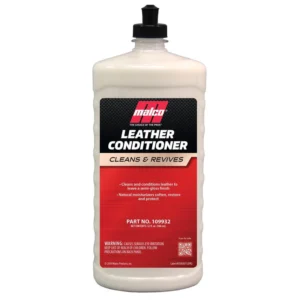 Acondicionador de cuero Malco Leather Conditioner de 32 oz para limpieza y restauración.